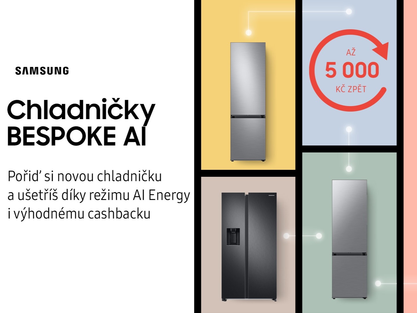 Ušetřete až 15 % spotřeby s novými chladničkami Samsung Bespoke s umělou inteligencí. Navíc můžete zpět až 5 000 Kč