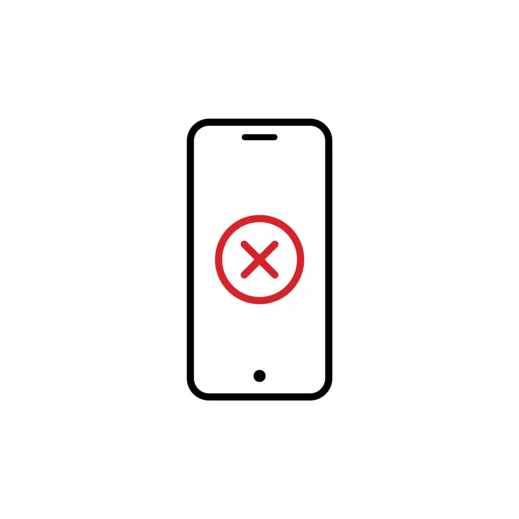 Telefon s ikonou chyby – aplikace nepodporována