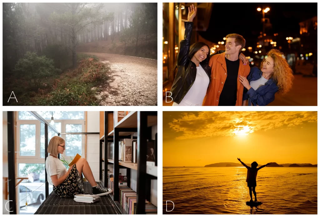 Na obrázku jsou čtyři fotky, ze kterých vybíráte, která je vám nejbližší.