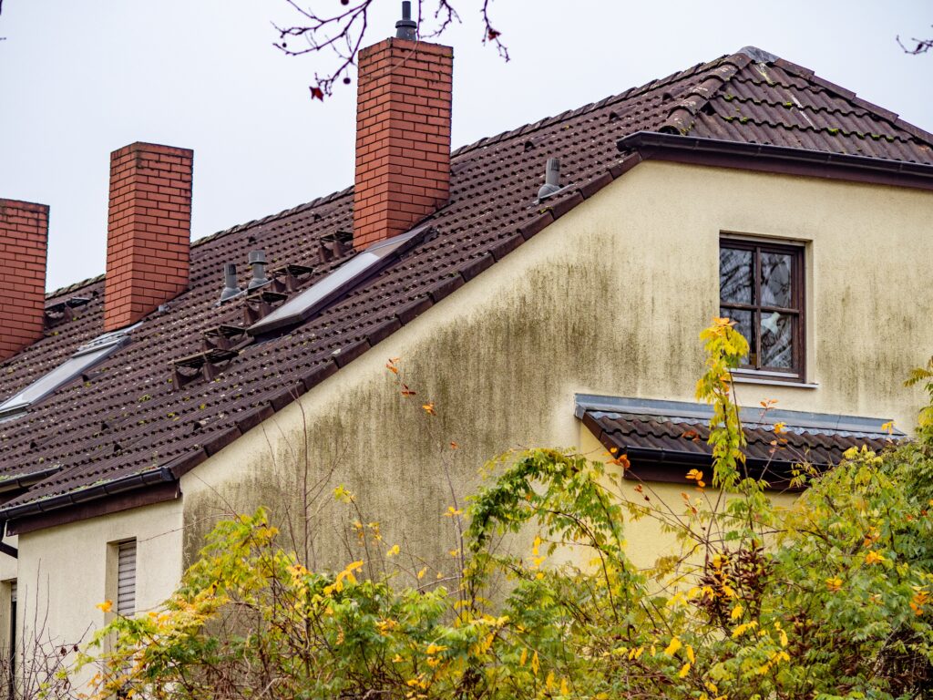 Starý dům s vlhkou stěnou