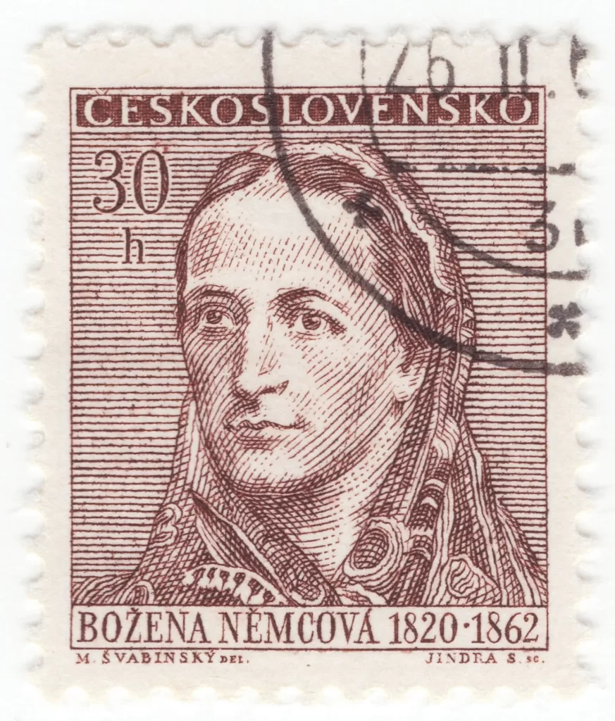 Po&scaron;tovn&iacute; zn&aacute;mka s obr&aacute;zkem Boženy Němcov&eacute;. 