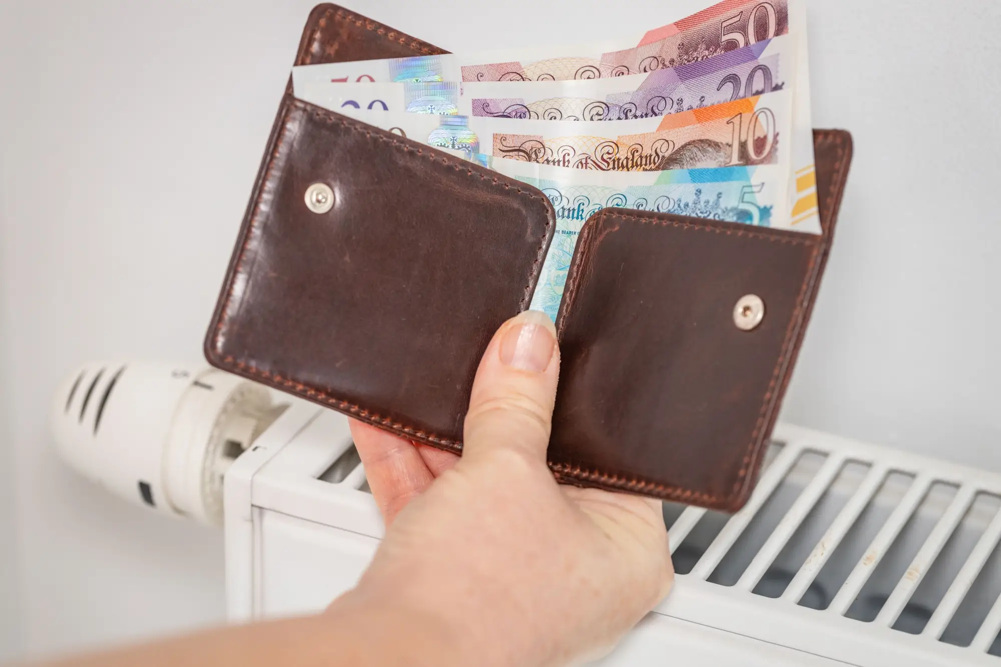 Bankovny srovnané v peněžence podle hodnoty.