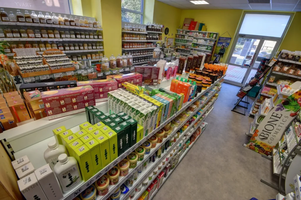 Pohled na prodejnu s potravinami