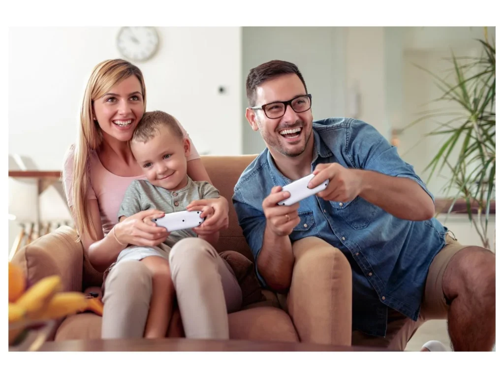 Rodina hraj&iacute;c&iacute; na konzoli Lexibook