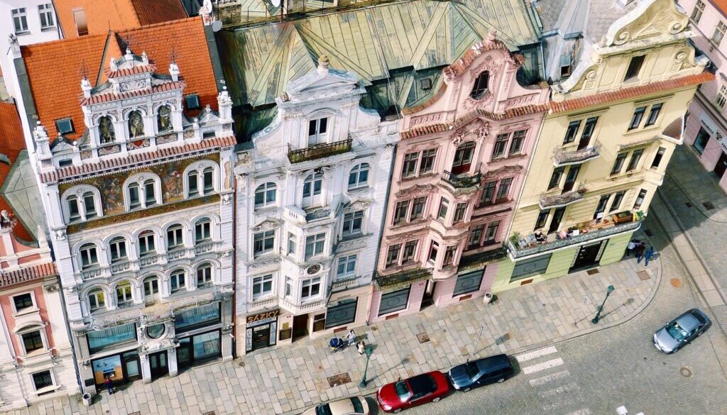 aerial view of buildings