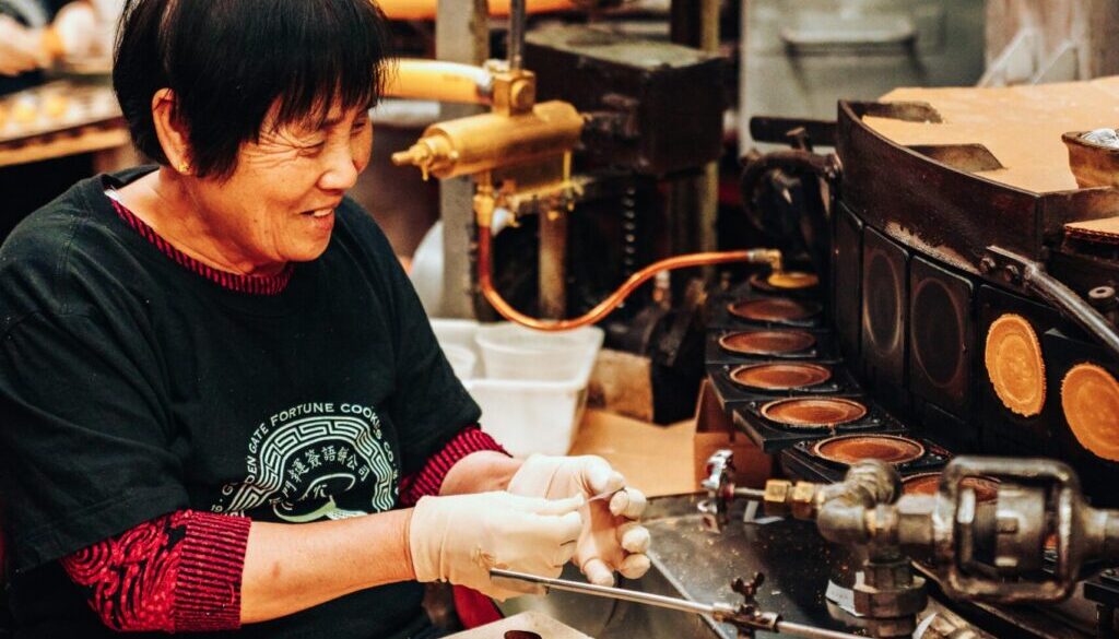 woman working on machine