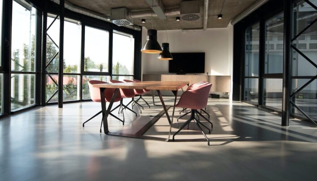 photo of dining table and chairs inside room