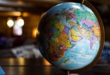 desk globe on table