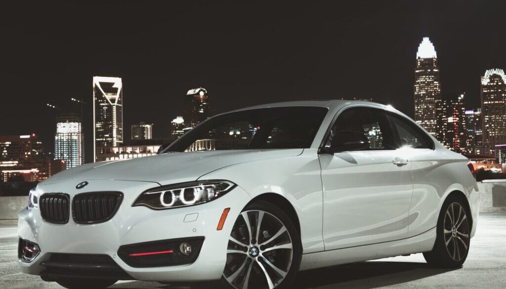 Hunter Newton silver BMW coupe