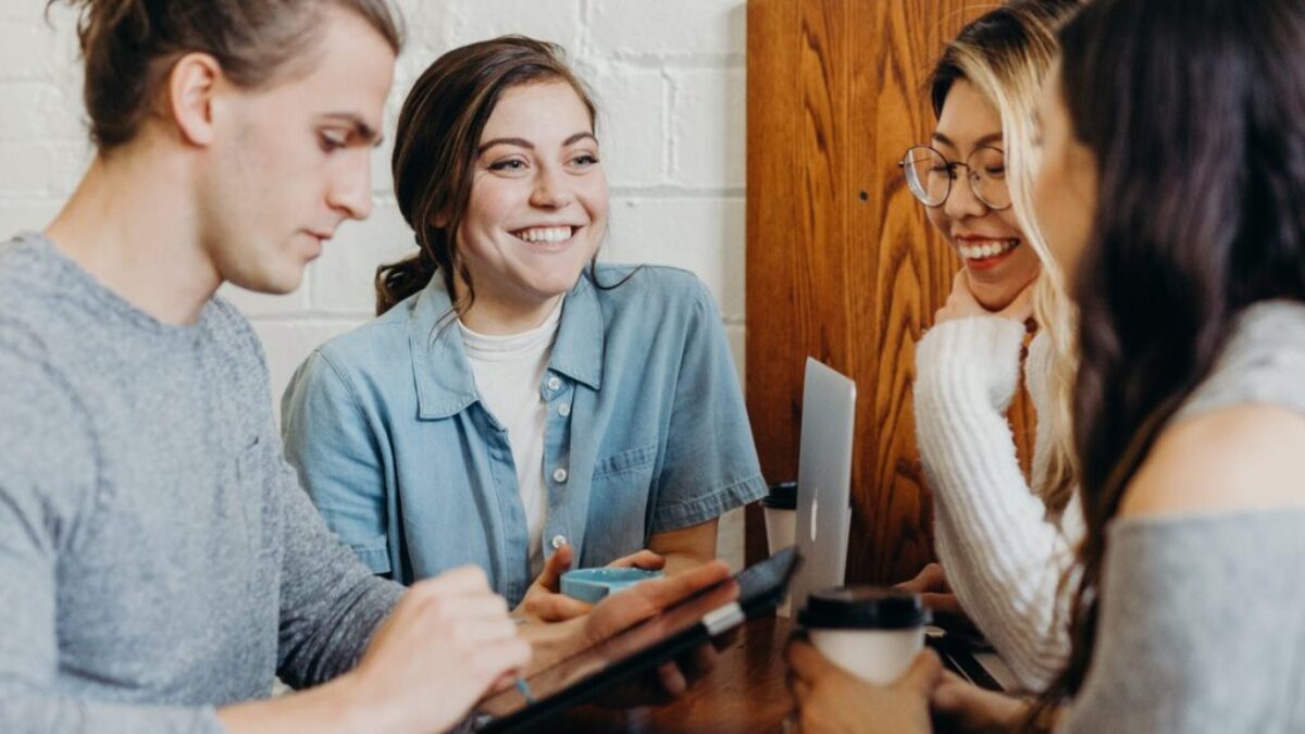 A group of friends at a coffee shop