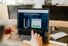 turned-on MacBook
