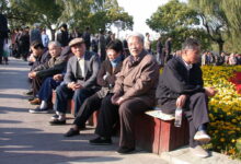 old people enjoying the music at Xihu (Hangzhou)
