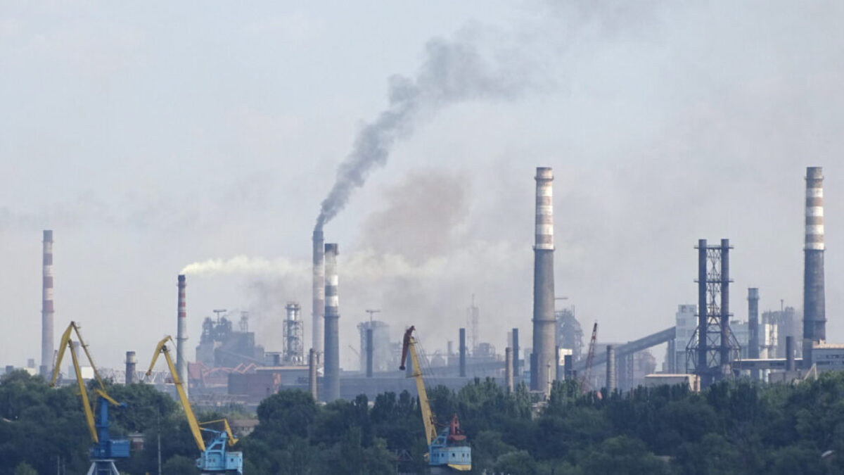 View across Dnieper River to Factory District - Zaporozhye - Ukraine