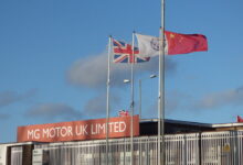 MG Motor UK Limited - Lowhill Lane, Longbridge - flags - UK, MG and China