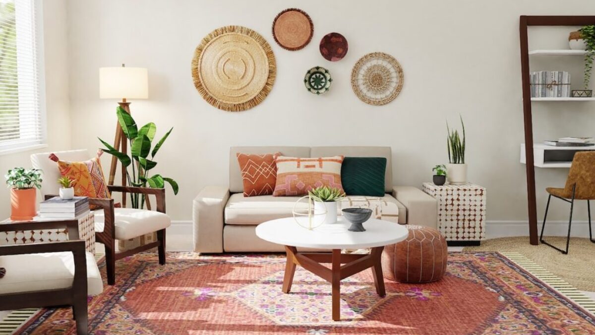 white and brown living room set