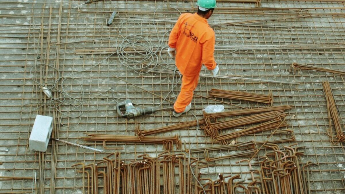 man walking on construction site