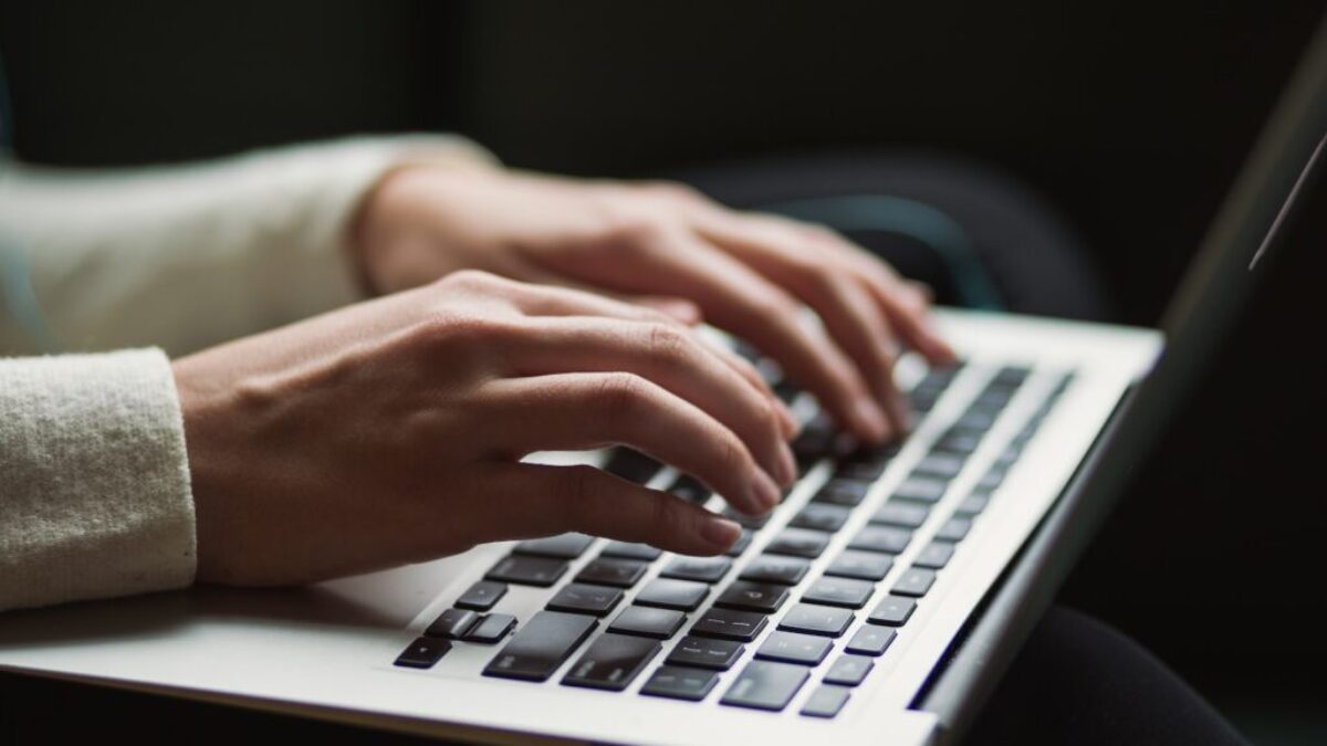 person using laptop