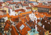 aerial photo of multicolored houses