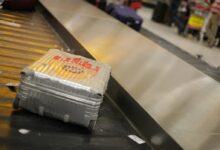gray hardside luggage