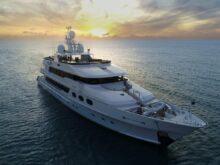 a large white boat in the middle of the ocean