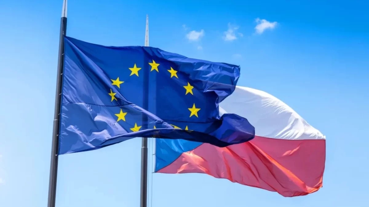 Vlajka EU a česká vlajka