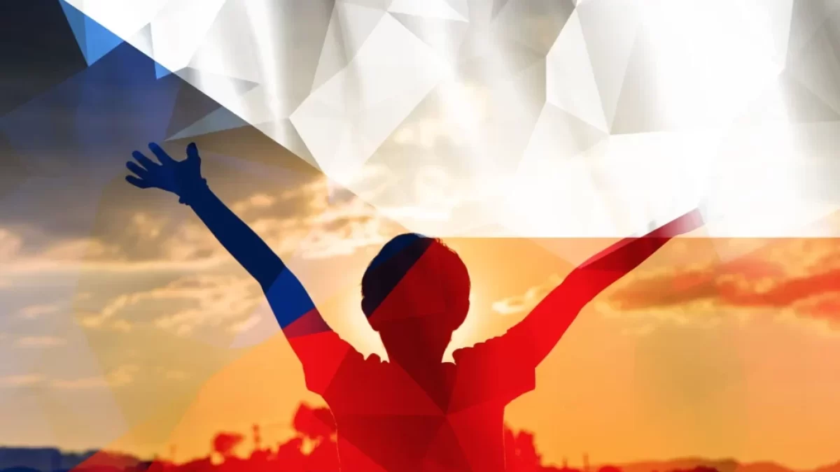 Česká vlajka a šťastné dítě