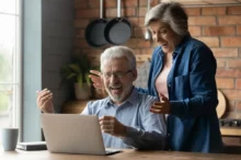 Pár důchodců se raduje.