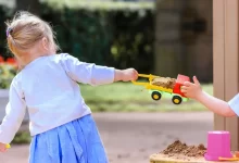 Děti se přetahují o hračku.