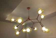 Měděný lustr Sputnik