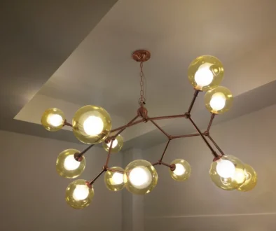 Měděný lustr Sputnik