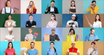 Koláž fotografií lidé z různých profesí